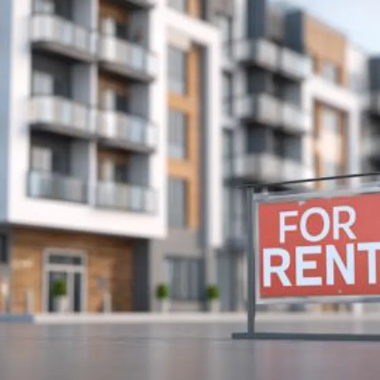 a rental sign displayed on the pavement