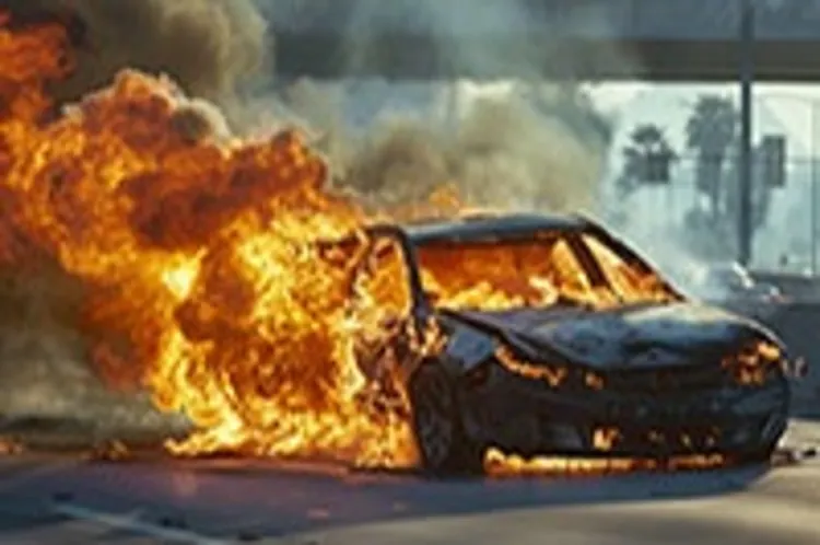 an electric car on fire