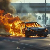 an electric car on fire