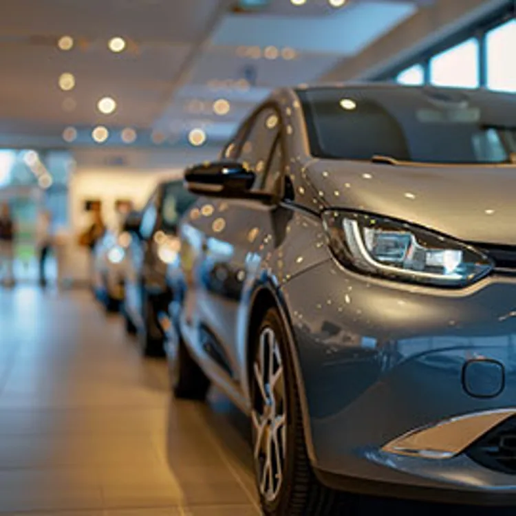 electric cars displayed in a dealership