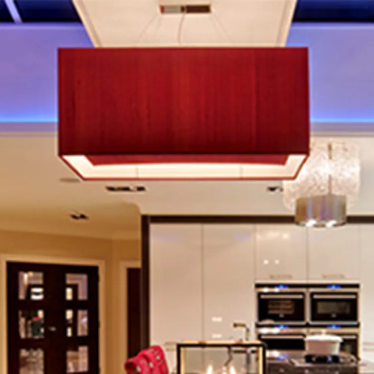 kitchen with led lighting under cabinets and on the ceiling