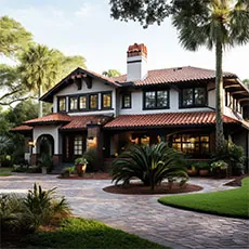 house with elegant roofing