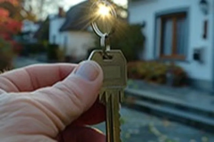 a hand holding a house key