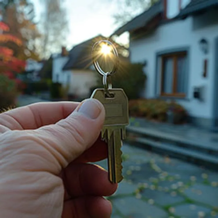 a hand holding a house key
