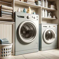dryer with washer beside it in a laundry room