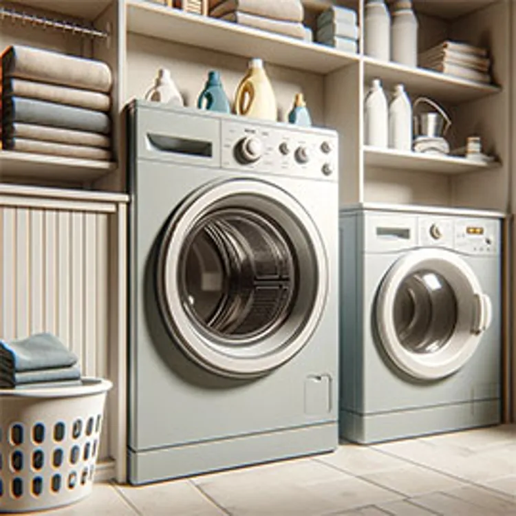 dryer with washer beside it in a laundry room