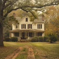 a house surrounded by shrubs