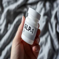 hand holding a bottle of glp-1