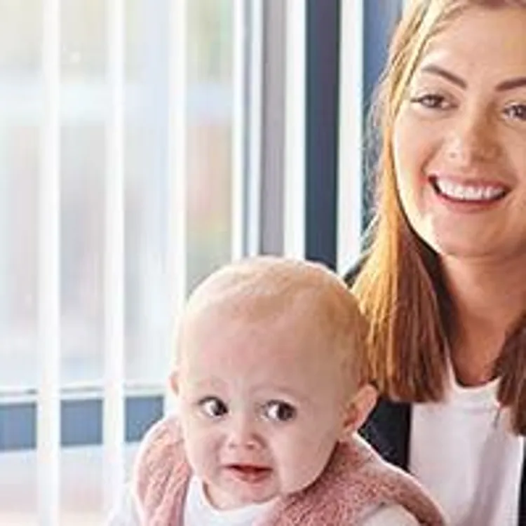 young mother and child getting government help