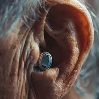 closeup of an in-ear hearing aid