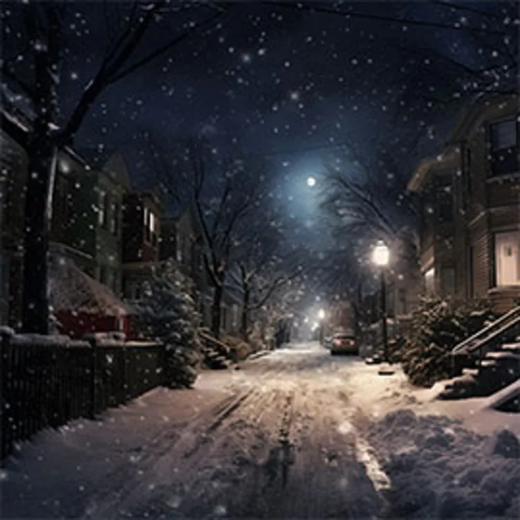 deserted residential road during the winter holidays