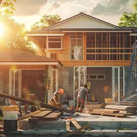 a house being renovated by a couple of contractors