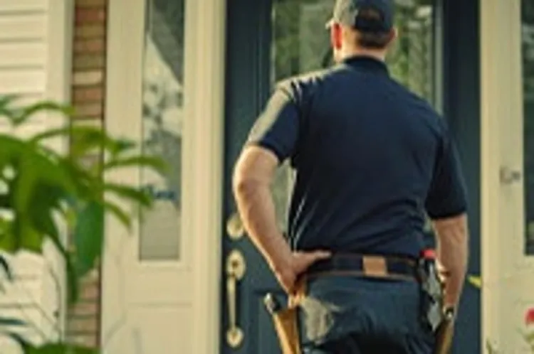 inspector preparing to enter a home
