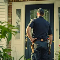 inspector preparing to enter a home