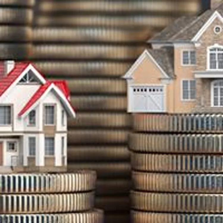 homes on stacked coins