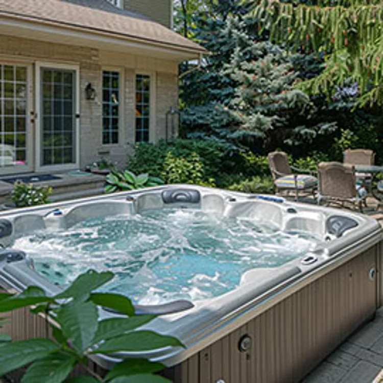 hot tub outside a suburban house