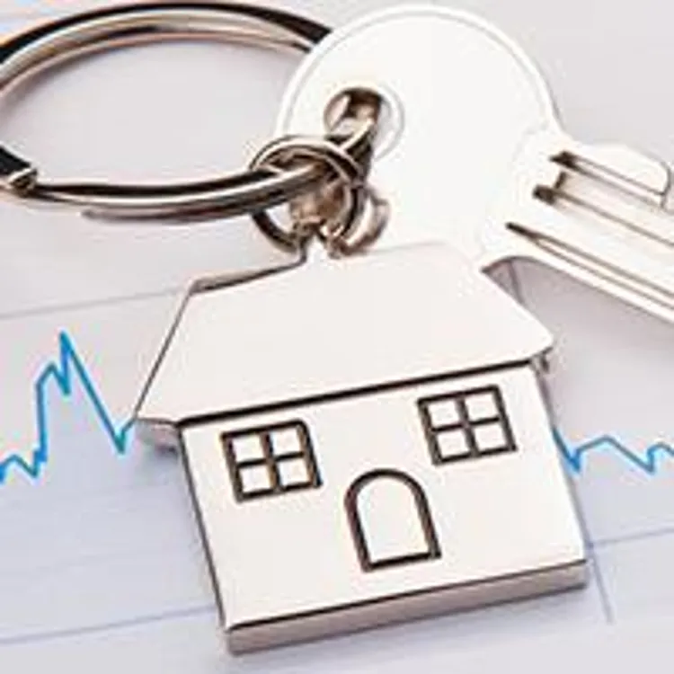 house keychain on line graph