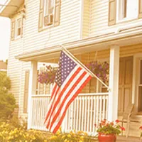 house with american flag