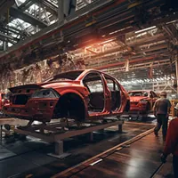 cars being assembled in a factory