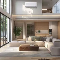 modern living room area with floor-to-ceiling windows