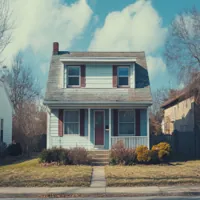 two-story home  with a front yard