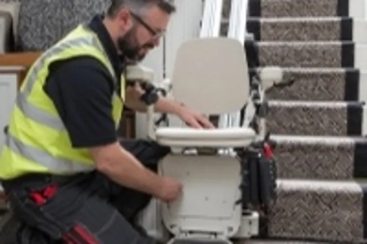 a stair lift being installed