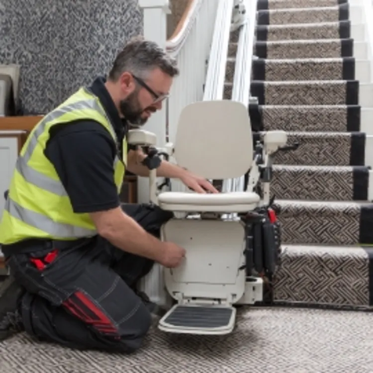 a stair lift being installed