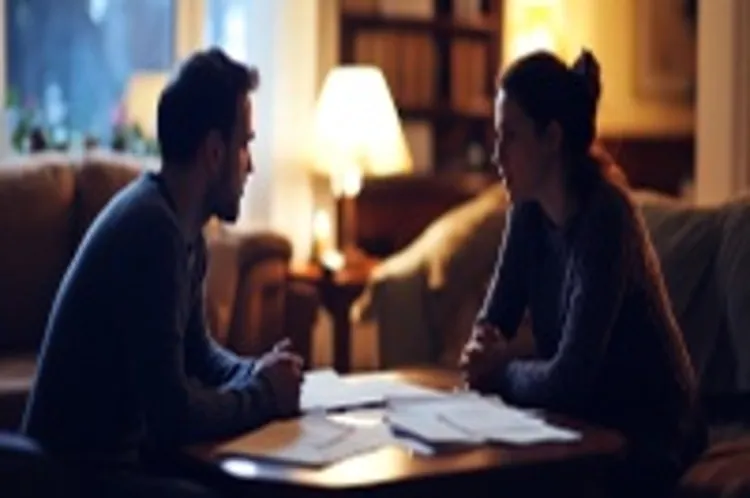 couple discussing debt matters with their divorce plan