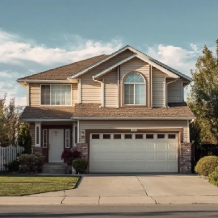 a two-story house with an attached garage