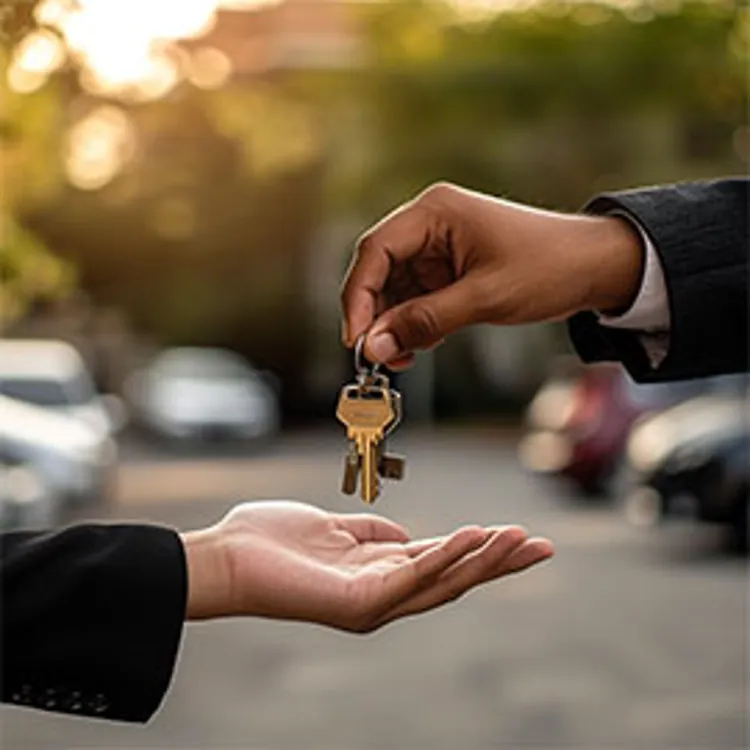 person handing a set of keys to another