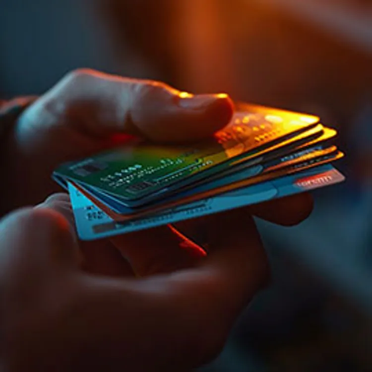a hand holding multiple atm cards