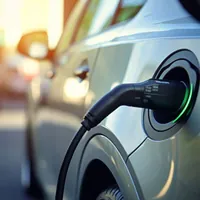 electric car charging on a charging port