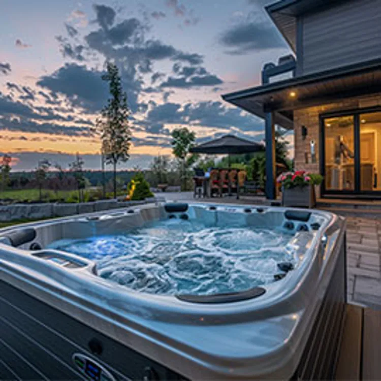 a hot tub outside a house