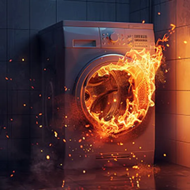 a burning clothes dryer