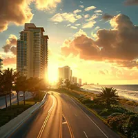 coastal road during golden hour