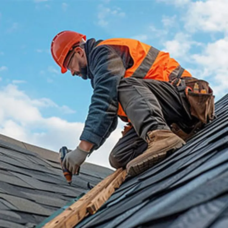 roofing contractor on the roof