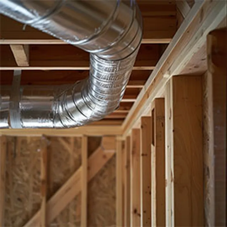image showing ductwork in a timber frame