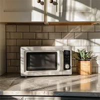 microwave on a kitchen counter