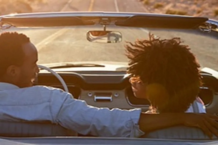 couple riding in car
