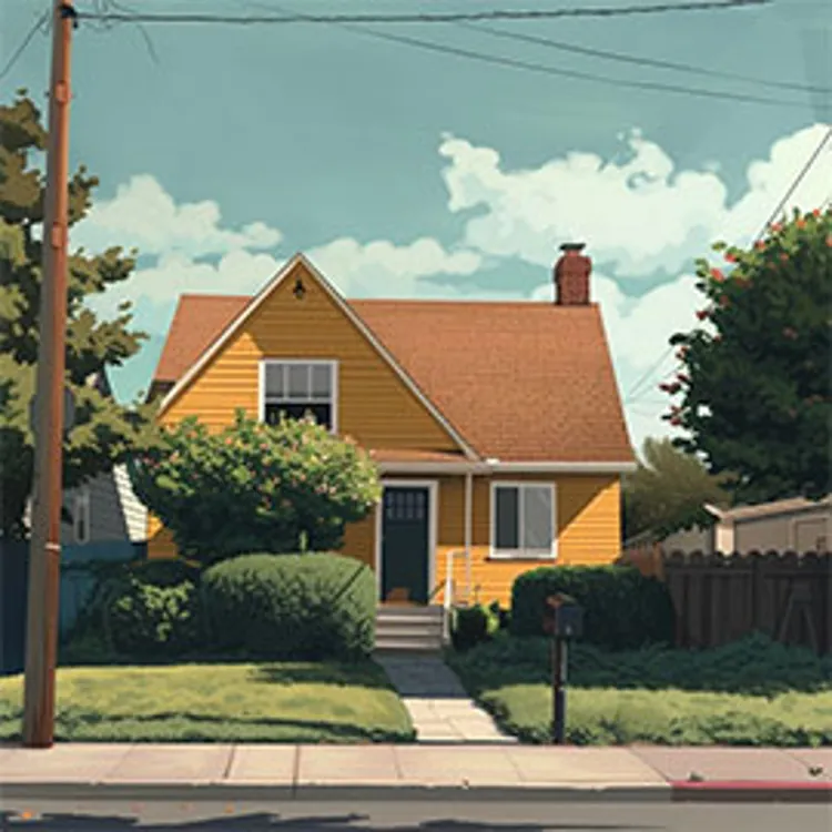 view of a single detached home with front yard from the street