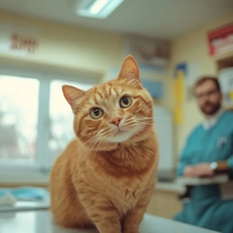 a cat on a vet examination table