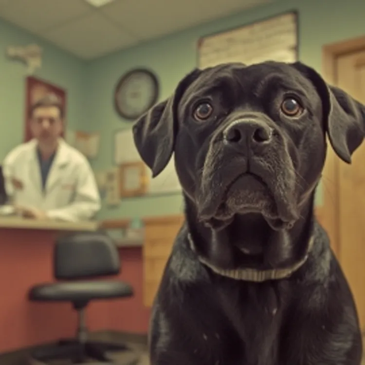 a dog at the vet's office