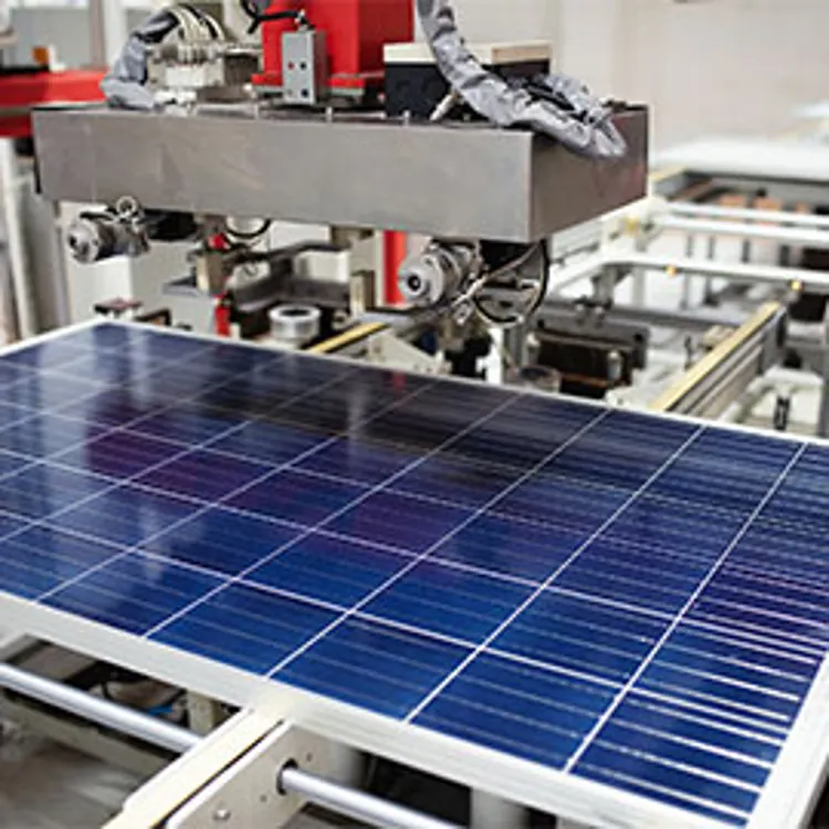 manufacturing solar panel in a factory