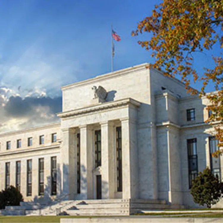 Federal reserve building at Washington D.C. on a sunny day.
