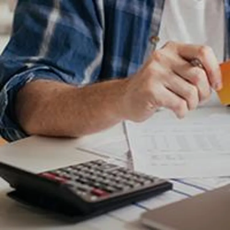 man checking credit