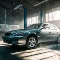 a car in a repair shop