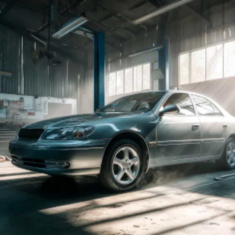 a car in a repair shop
