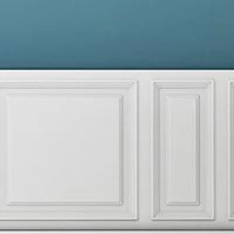 white wainscoting against an deep ocean blue wall