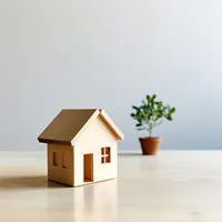 tiny toy house and plant on background