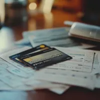 a couple of credit cards on top of bills